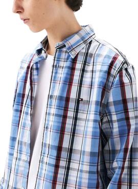 Chemise Tommy Hilfiger Flex Poplin bleue et grenat pour homme