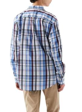 Chemise Tommy Hilfiger Flex Poplin bleue et grenat pour homme