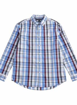 Chemise Tommy Hilfiger Flex Poplin bleue et grenat pour homme