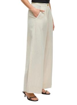 Pantalon Vila Etni beige pour femme
