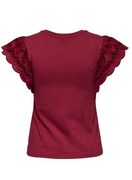 T-shirt Only Macy bordeaux pour femme