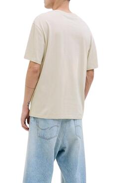 T-shirt Jack and Jones Porto beige pour homme