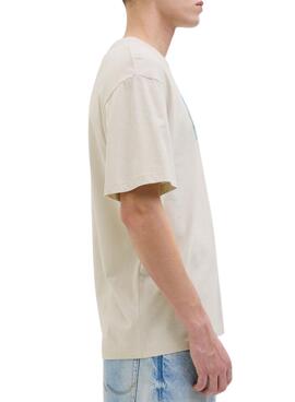 T-shirt Jack and Jones Porto beige pour homme