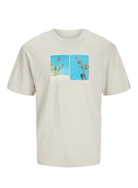 T-shirt Jack and Jones Porto beige pour homme