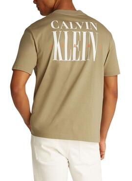 T-shirt Calvin Klein Jeans Serif beige pour homme