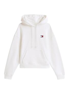 Sweat à capuche Tommy Jeans Badge blanc pour femme