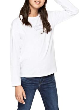 T-Shirt Jean Pepe Nuria Blanc Fille