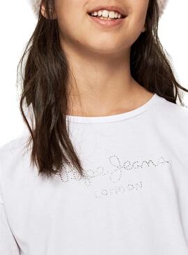 T-Shirt Jean Pepe Nuria Blanc Fille