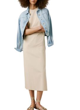 Robe Pepe Jeans Ari beige pour femme