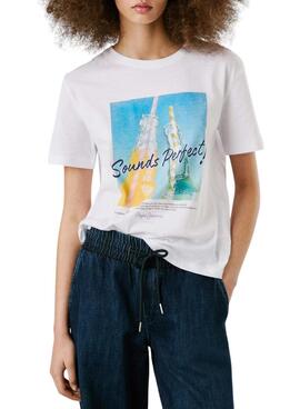T-shirt Pepe Jeans Angel blanc pour femme.