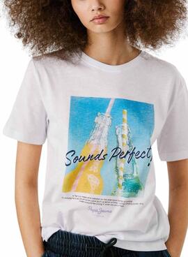 T-shirt Pepe Jeans Angel blanc pour femme.