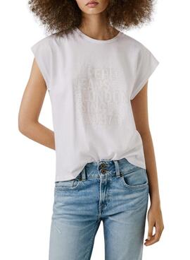 T-shirt Pepe Jeans Aza blanc pour femme