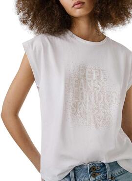 T-shirt Pepe Jeans Aza blanc pour femme