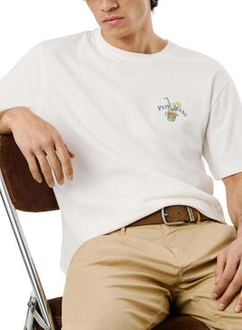 T-shirt Pepe Jeans Tate blanc pour homme