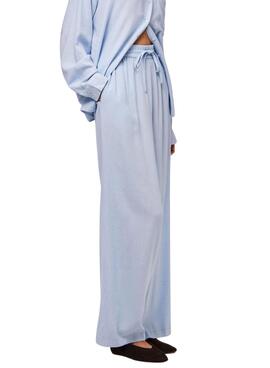 Pantalon Pieces Pia Wide bleu pour femme