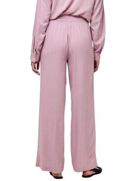 Pantalon Pieces Pia Wide rose pour femme