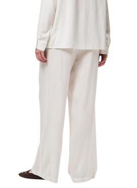 Pantalon Pieces Pia Wide blanc pour femme