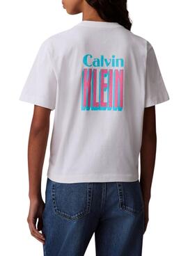 T-shirt Calvin Klein Jeans Boxy blanc pour femme