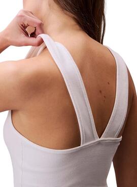 T-shirt Calvin Klein Jeans Rib blanc pour femme.