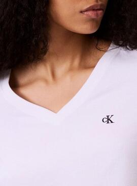 T-shirt Calvin Klein Jeans Monogram blanc pour femme
