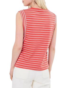  T-Shirt  Vila Viveriana corail et blanc pour femme