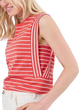  T-Shirt  Vila Viveriana corail et blanc pour femme