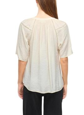 Blouse Vila Vilisbeth beige pour femme.