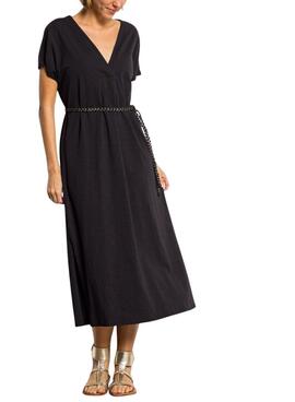 Robe noire Vila Viverano avec ceinture pour femme