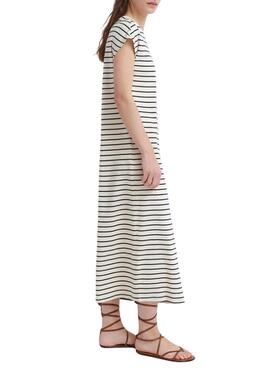 Robe Vila Visinny beige à rayures noires imprimées pour femme