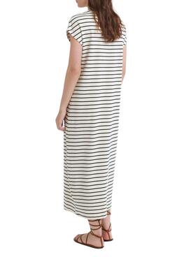 Robe Vila Visinny beige à rayures noires imprimées pour femme