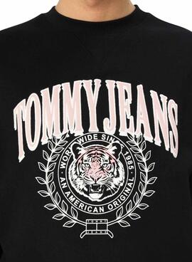 Sweat à capuche Tommy Jeans Varsity Tiger noir pour homme