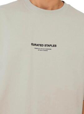 T-shirt Only and Sons Curated beige pour homme