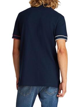 Polo Tommy Jeans Slim Flag bleu marine pour homme