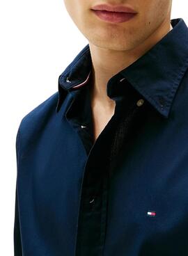 Chemise Tommy Hilfiger Core Flex bleue marine pour homme