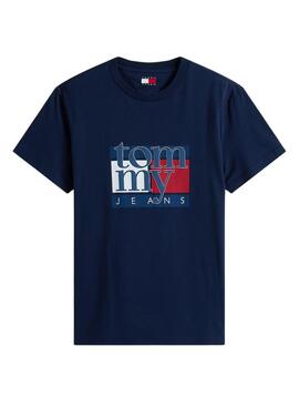 T-shirt Tommy Jeans Flag Slim bleu marine pour homme