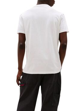 Maillot Tommy Jeans Flag Linear blanc pour homme.