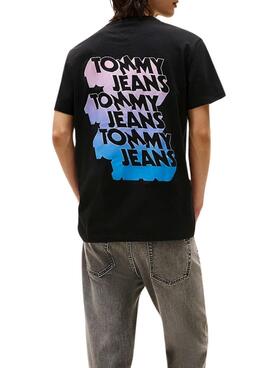 T-shirt Tommy Jeans Stack Backprint noir pour homme