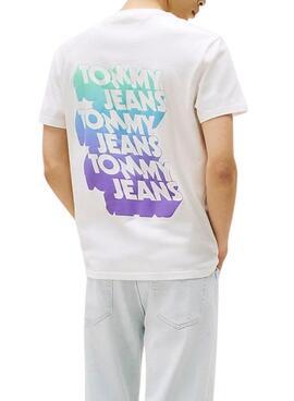 T-shirt Tommy Jeans Stack Backprint blanc pour homme