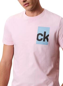 T-shirt Calvin Klein Jeans Box rose pour homme