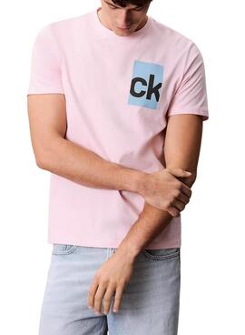 T-shirt Calvin Klein Jeans Box rose pour homme