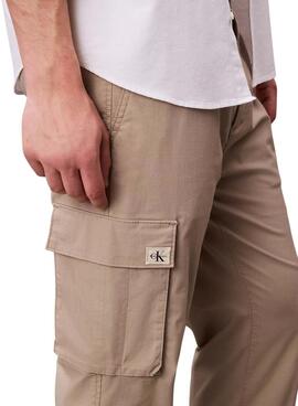 Pantalons cargo Calvin Klein Jeans en ripstop kaki pour homme
