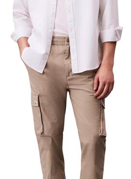 Pantalons cargo Calvin Klein Jeans en ripstop kaki pour homme