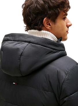 Veste à capuche noire Tommy Hilfiger Mid Weight pour homme.