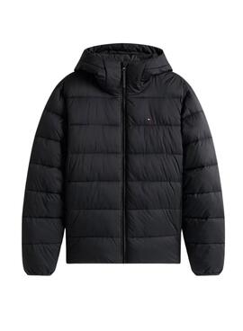 Veste à capuche noire Tommy Hilfiger Mid Weight pour homme.