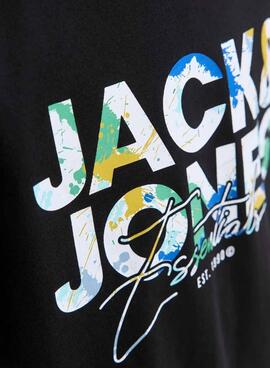 T-shirt Jack and Jones Geplas noir pour enfant