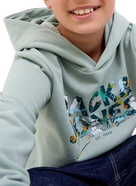 Sweat à capuche Jack and Jones Geplas vert pour enfant