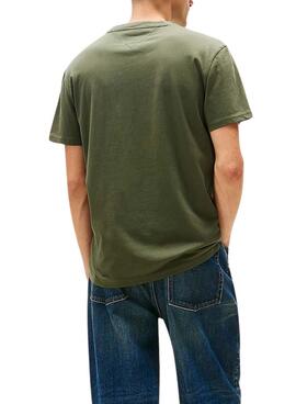 T-shirt Tommy Jeans Linear Logo verte pour homme