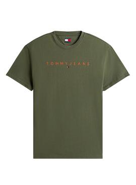 T-shirt Tommy Jeans Linear Logo verte pour homme