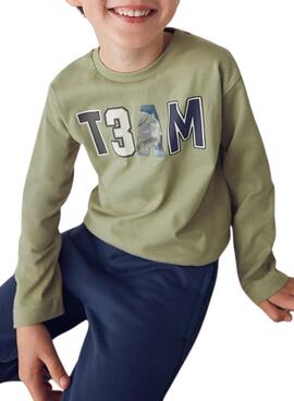 T-shirt Mayoral avec lettres lenticulaires pour garçon vert.