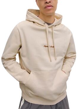 Sweat à capuche Jack and Jones Norrebo beige pour homme